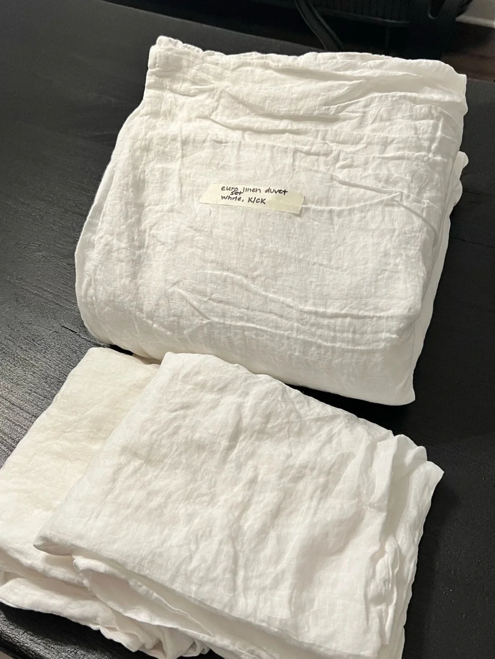 Quince European linen duvet set with shams , white, king / cal king